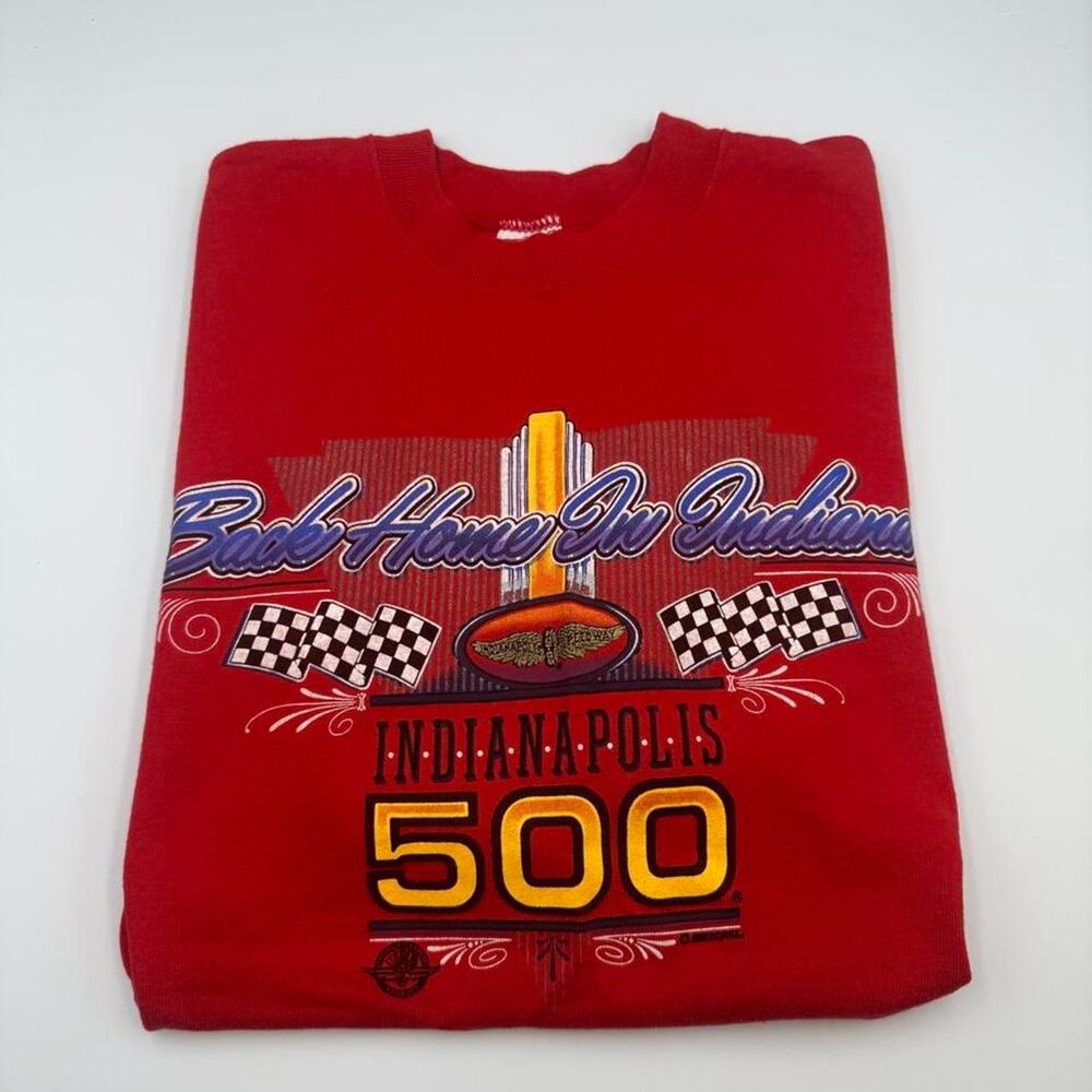 Vintage 90s Indianapolis 500 Red Single Stitch Indy 500 Racing Shirt Retro
